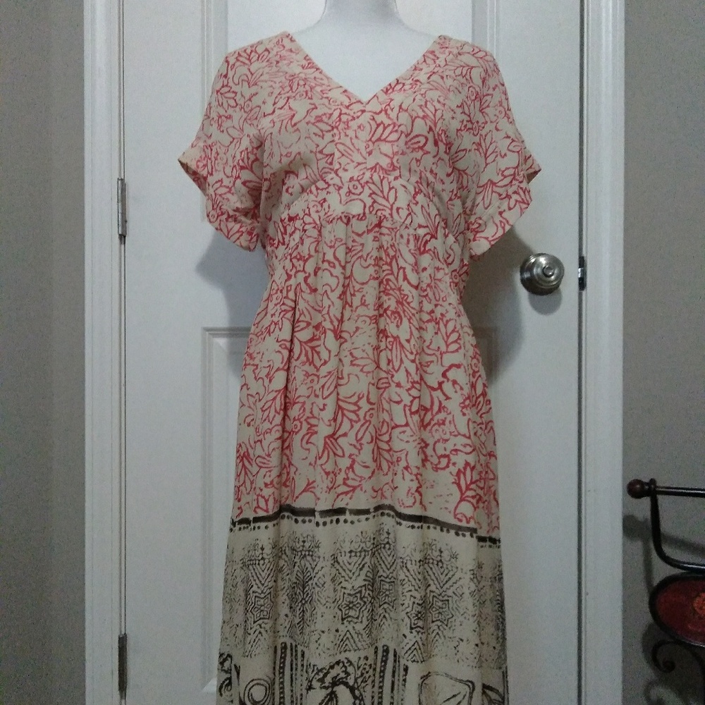 JONES NEW YORK COLLECTION Cream/Red Pattern Dress